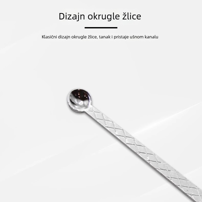 Ušna žličica od nehrđajućeg čelika, čvrst starinski dizajn, u staklenki
