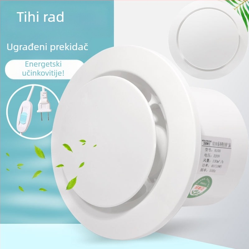 Ventilator za kupaonicu, tih dvostrani ispušni ventilator, zidni/prozorski tip, kućna upotreba, kuhinja, daljinski upravljač