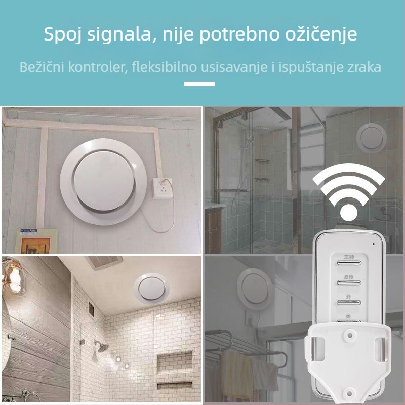 Ventilator za kupaonicu, tih dvostrani ispušni ventilator, zidni/prozorski tip, kućna upotreba, kuhinja, daljinski upravljač