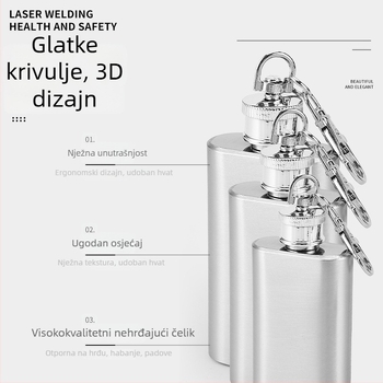 Dashun nehrđajući čelik kamping flaša s privjeskom za ključeve, 1-2 oz