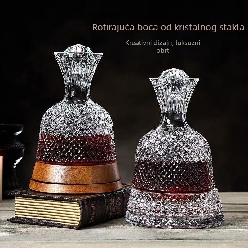 Rotirajući kristalni dekanter za crveno vino, luksuzan kućni dekantor, kapacitet 1000 ml i više