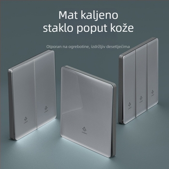 Sivi stakleni prekidač s mat panelom, zidni ugradbeni, tip 86, ultra-tanka utičnica s pet otvora
