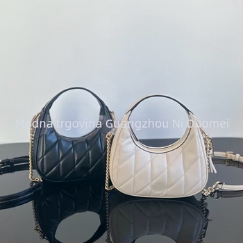 Ženska torbica u obliku polumjeseca s mini lancem, dijamantno šivanje, 3D prsten, ručna, na rame ili crossbody