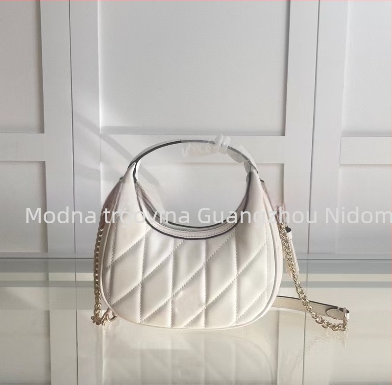 Ženska torbica u obliku polumjeseca s mini lancem, dijamantno šivanje, 3D prsten, ručna, na rame ili crossbody