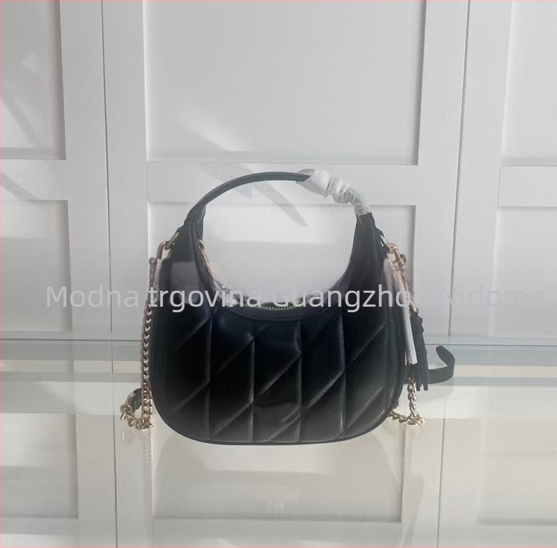 Ženska torbica u obliku polumjeseca s mini lancem, dijamantno šivanje, 3D prsten, ručna, na rame ili crossbody