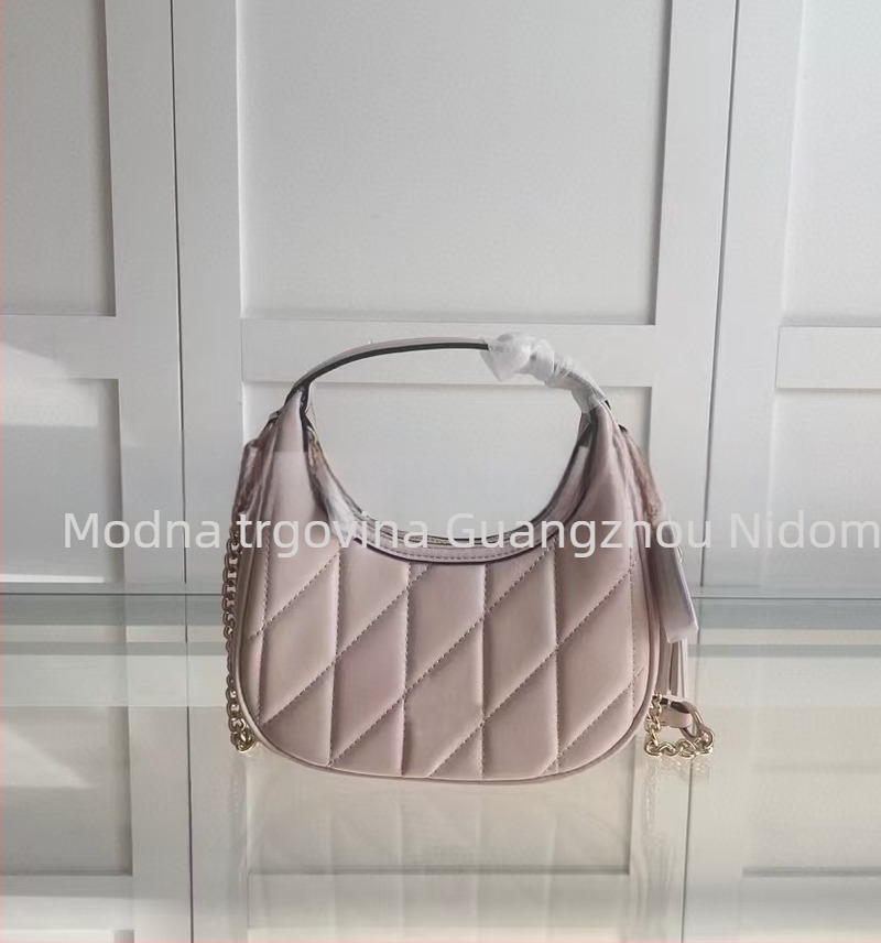 Ženska torbica u obliku polumjeseca s mini lancem, dijamantno šivanje, 3D prsten, ručna, na rame ili crossbody