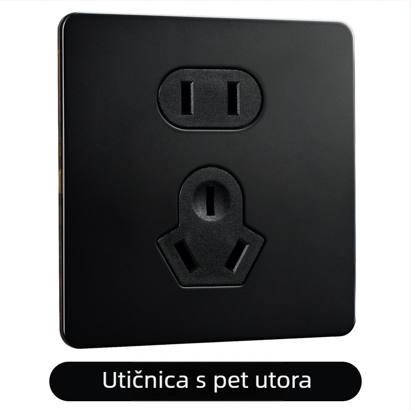 Ploča prekidača od mjeda s polugom, crni metalni priključak, retro industrijskog stila, 86x86 mm