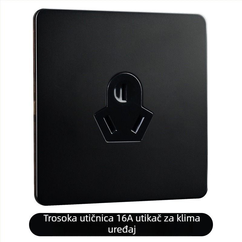 Ploča prekidača od mjeda s polugom, crni metalni priključak, retro industrijskog stila, 86x86 mm