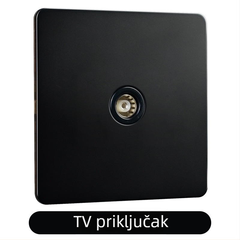 Ploča prekidača od mjeda s polugom, crni metalni priključak, retro industrijskog stila, 86x86 mm