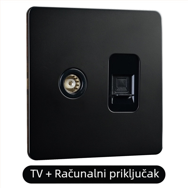 Ploča prekidača od mjeda s polugom, crni metalni priključak, retro industrijskog stila, 86x86 mm