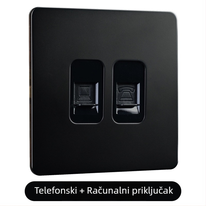 Ploča prekidača od mjeda s polugom, crni metalni priključak, retro industrijskog stila, 86x86 mm