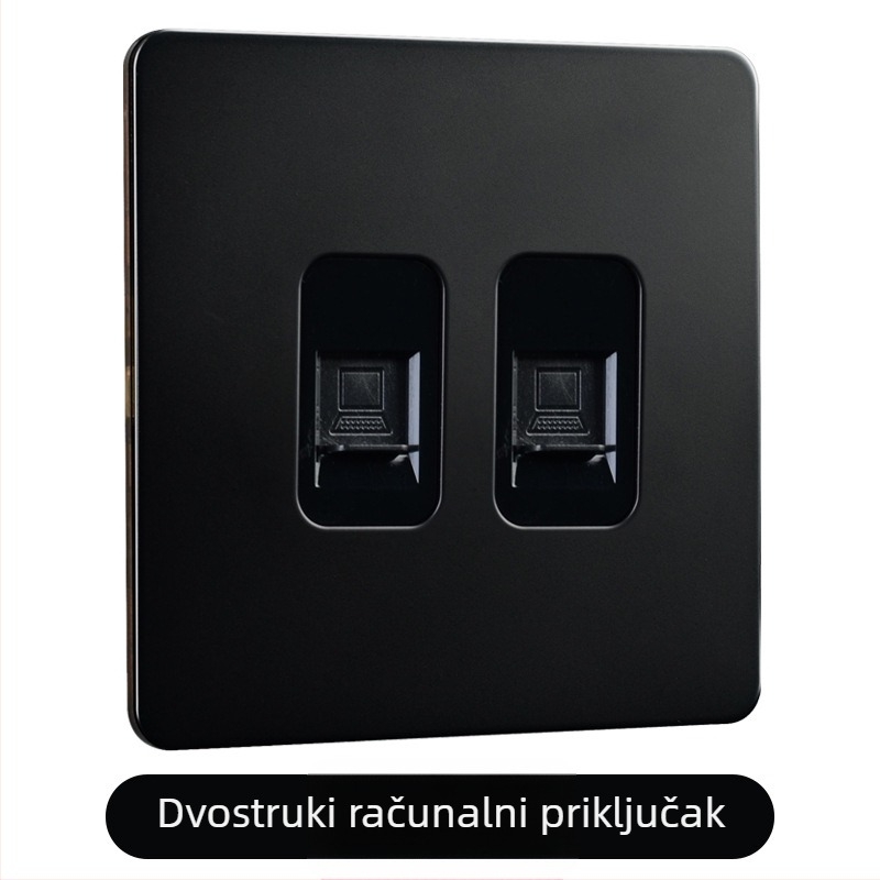 Ploča prekidača od mjeda s polugom, crni metalni priključak, retro industrijskog stila, 86x86 mm