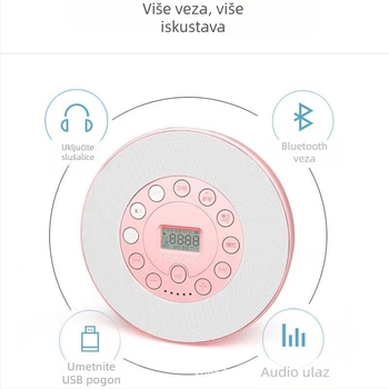 Retro prijenosni CD player s Bluetoothom i USB-om za MP3 reprodukciju