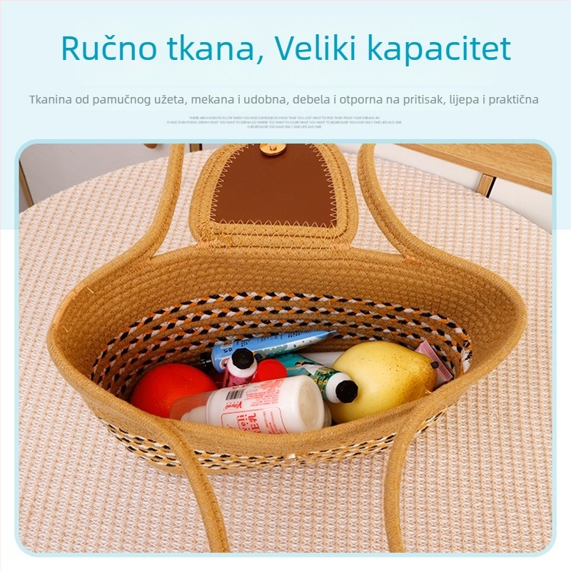 Ženska torba od pamuka, tkanina, velika zapremina, dizajn u blok bojama i oblik polumjeseca
