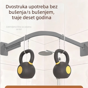 Siva zakrivljena sklopiva tuš-paravana s pritisnim čašicama, za kupaonicu, protiv plijesni, brzo suši