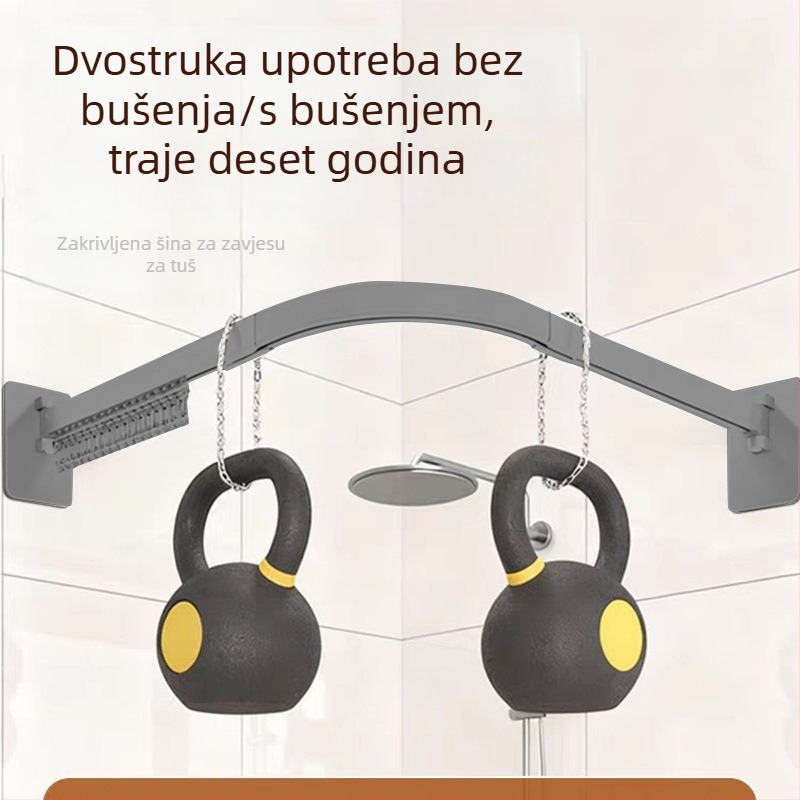 Siva zakrivljena sklopiva tuš-paravana s pritisnim čašicama, za kupaonicu, protiv plijesni, brzo suši