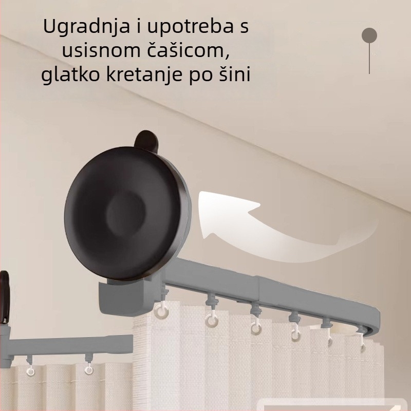 Siva zakrivljena sklopiva tuš-paravana s pritisnim čašicama, za kupaonicu, protiv plijesni, brzo suši