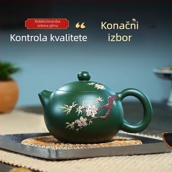 Čajnik od purpurne pijeske gline s motivom cvijeta šljive, moderan minimalistički dizajn