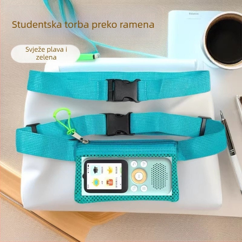 Prilagodljiva dječja crossbody torbica s prozračnim dizajnom i izrezima za učni uređaj