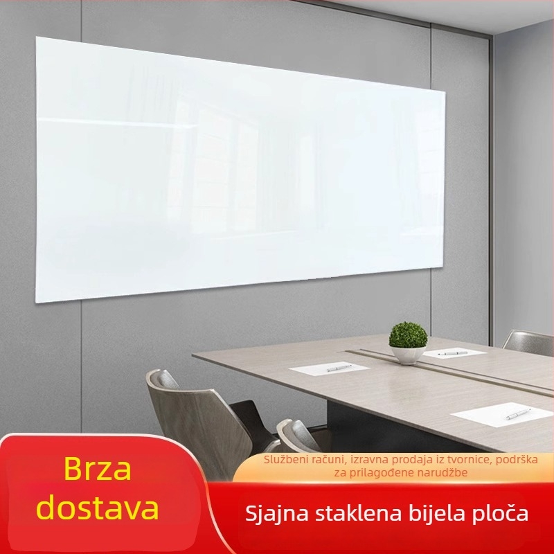 Magnetska ploča od stakla za pisanje, jednostrana, za ured i nastavu, ultra bijela