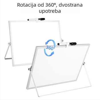 Stolna bijela ploča za pisanje sa držačem, dvostrana magnetska metalna ploča za ured, nastavu, dom i djecu