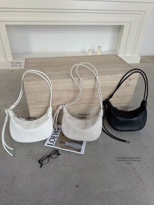 Ženska torbica pod pazuhom s korejskim dizajnom, proljeće 2026, dumpling torba, oblik polumjeseca, crossbody s jednom remenom