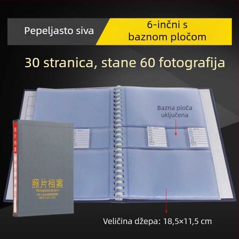 Sivi foto arhivski album za veličine 5, 6, 7 i 9 inča – inženjerska kutija za pohranu CD-a, nacionalni standard