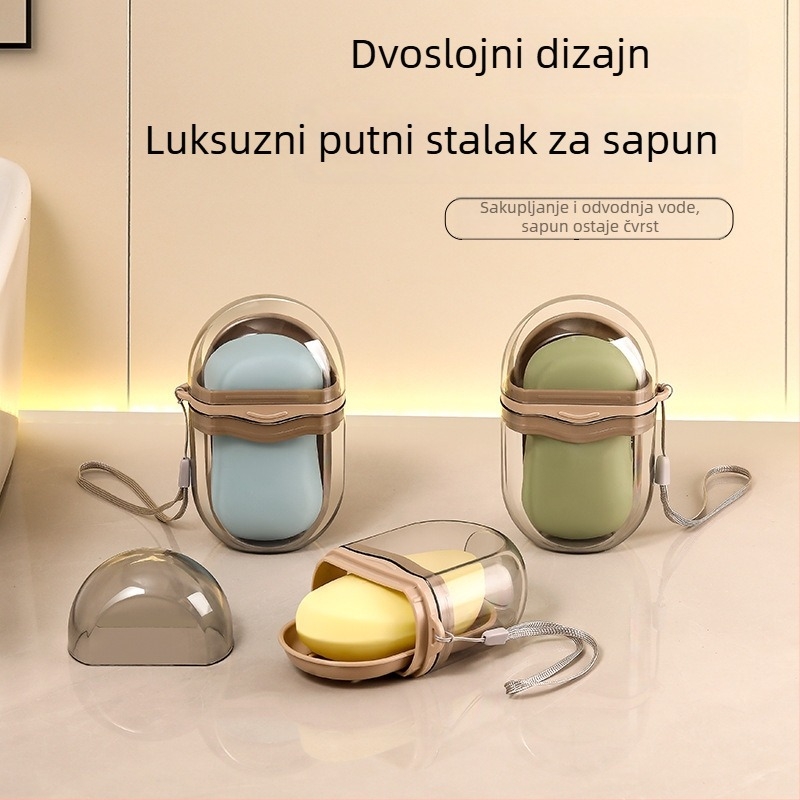 Putna kutija za sapun s poklopcem, lagan luksuzni dizajn, kompaktno skladište sapuna s odvodom