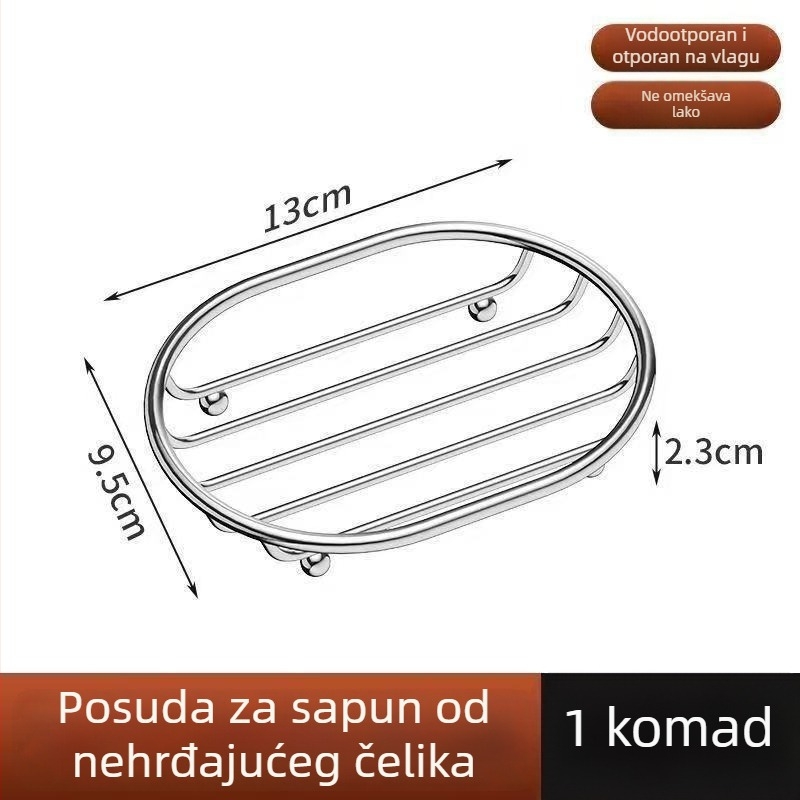 Novo držač sapuna od nehrđajućeg čelika za kupaonicu s odvodom, perforirani dizajn, stolni regaľ za pohranu, posuda za sapun
