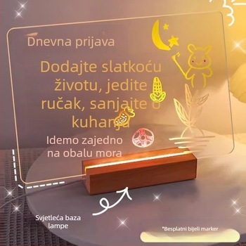Akrilna dvostruka prozirna ploča za poruke s klipom, svijetleća i brisiva, stolna ploča za pisanje – mali dekorativni dodatak za učenje