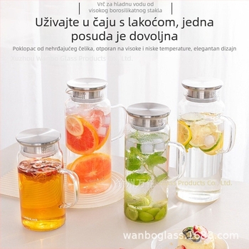 Staklena posuda za hladnu vodu od borosilikatnog stakla, otporna na visoke temperature, velika kapaciteta, za napitke