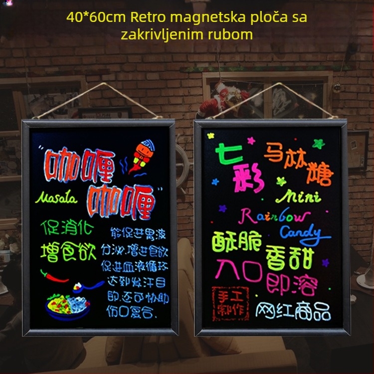 Vintage magnetska viseća ploča, vertikalna za nastavu i crtanje, za kafić i restoran s jelovnikom i bilješkama, 40×60 cm