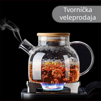 Nordijski stakleni čajnik velikog kapaciteta za hladnu vodu, za voćni i cvjetni čaj, s bambusnim poklopcem, staklena čajna posuda