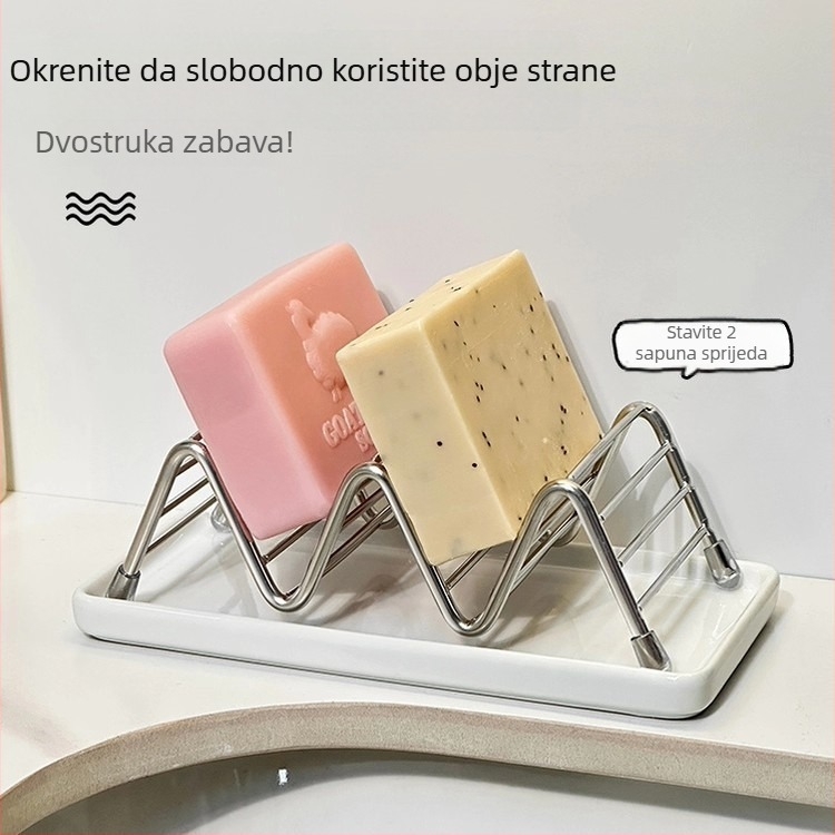 Stalak za sapun od nehrđajućeg čelika, držač sapuna s odvodnim pladnjem za kupaonicu
