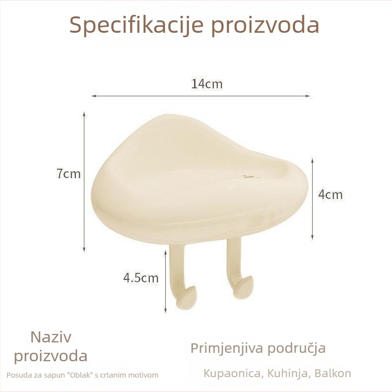 Slatka kutija za sapun u obliku oblaka za dom, kupaonicu i studentski dom — višenamjenski skladišni stalak (Model 1Z)