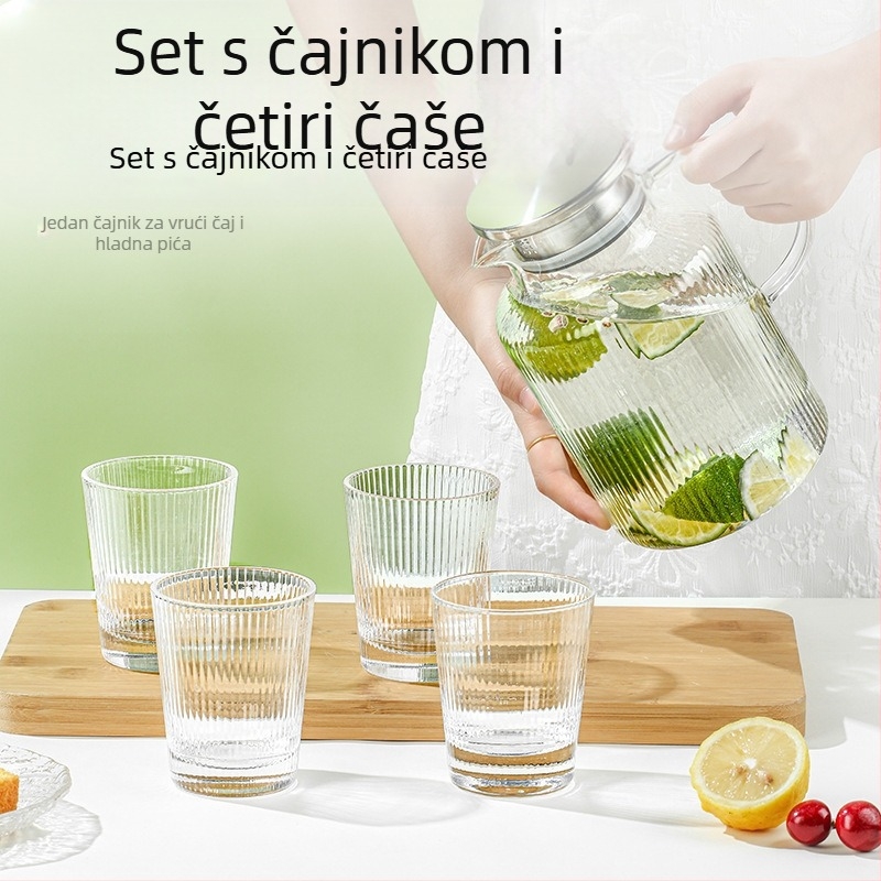 Stakleni set čajnika za hladnu vodu, lagani luksuz za kućnu upotrebu, veliki kapacitet, otporan na visoke temperature, za pripremu čaja