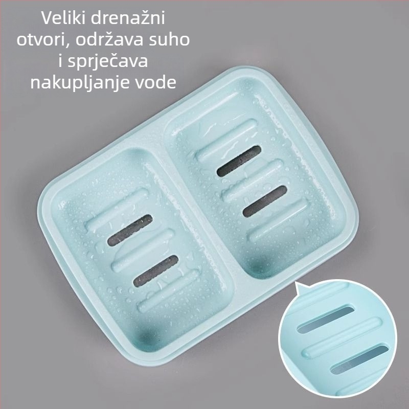 Dvokomorna integrirana posuda za sapun s odvodnjavanjem i poklopcem, za studentski dom
