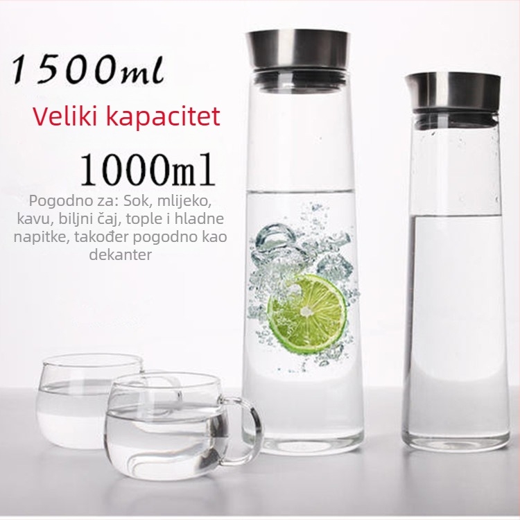 Kanvica za hladnu vodu od borosilikatnog stakla, kućna upotreba, prozirna, velik kapacitet