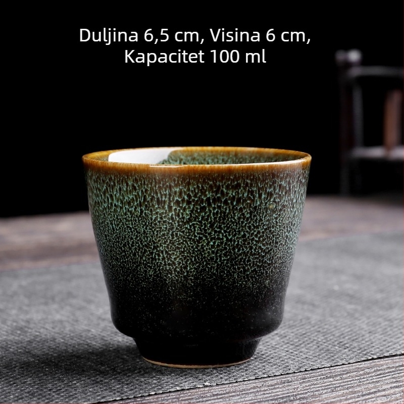 Jednopoharna keramička šalica za čaj s premazom peći, retro osobna šalica za čaj, mala čašica za vino za kućnu uporabu