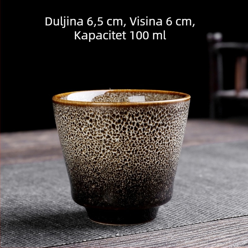 Jednopoharna keramička šalica za čaj s premazom peći, retro osobna šalica za čaj, mala čašica za vino za kućnu uporabu