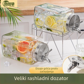 Staklena kanta za hladnu vodu s mlaznicom, dispenser pića, posuda za voćni čaj, velik kapacitet