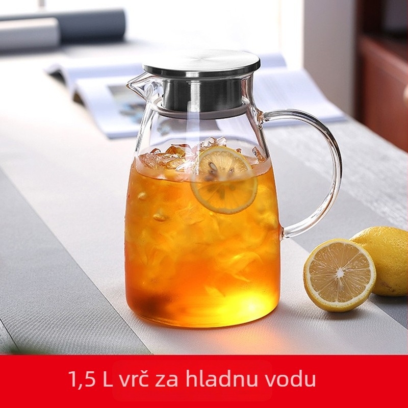 Karafa za hladnu vodu od borosilikatnog stakla, otporna na temperaturu, velikog kapaciteta, otporna na udarce, s dizajnom cvijeća
