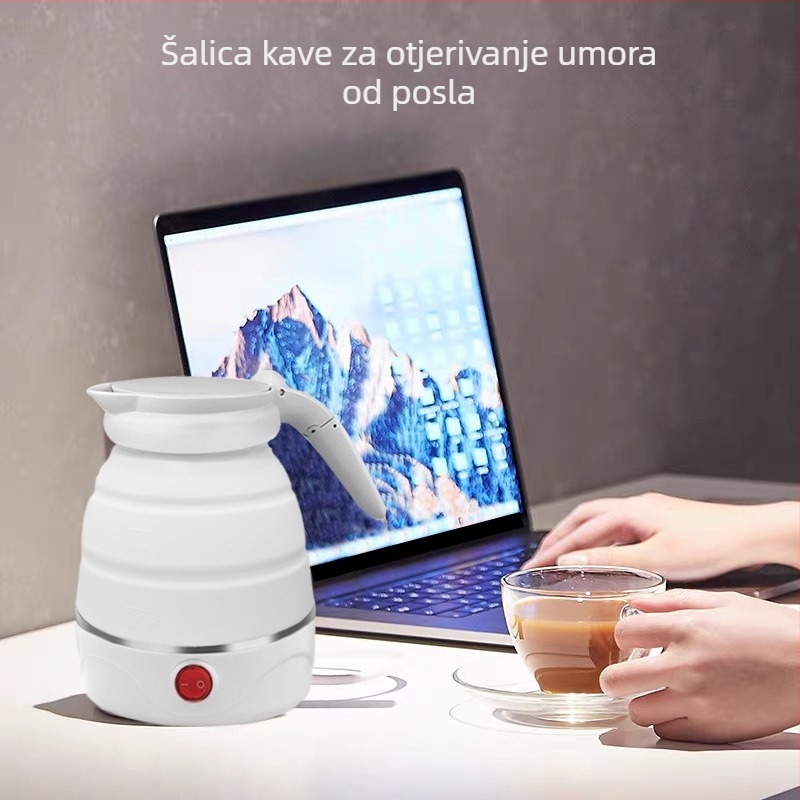 Sklopivi prijenosni električni čajnik od silikona, 0,6 L, automatsko isključivanje, za putovanja, poklon studentima