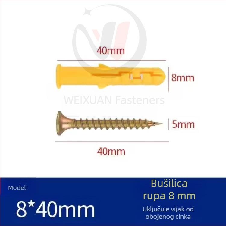 Set plastičnih ekspanzijskih vijaka, čepova i cijevi M6/M8/M10