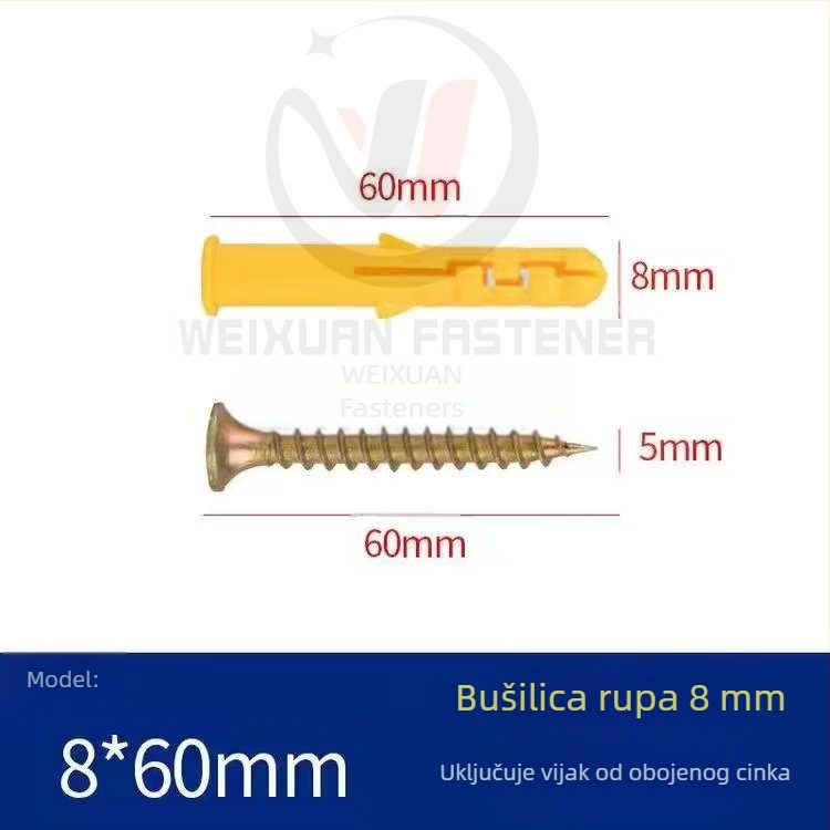Set plastičnih ekspanzijskih vijaka, čepova i cijevi M6/M8/M10