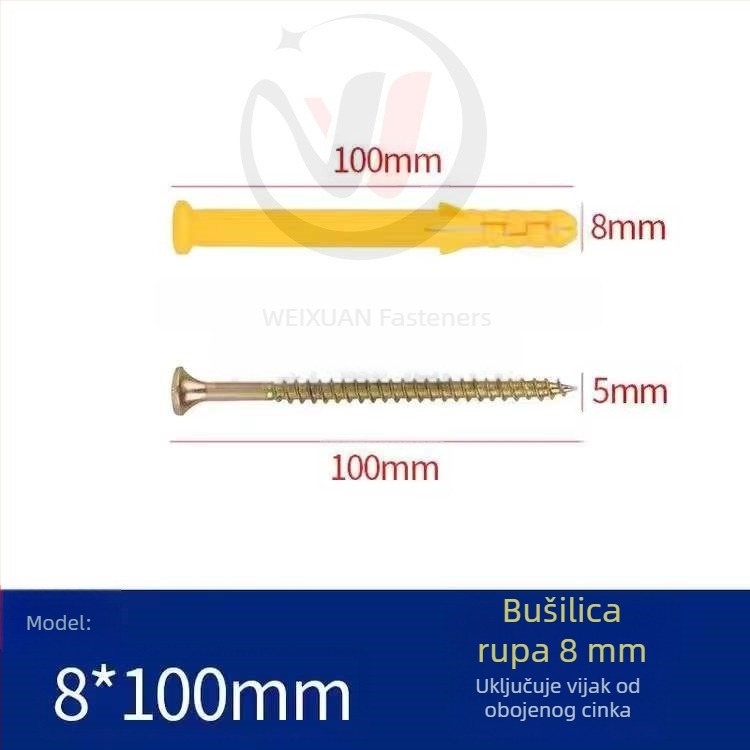 Set plastičnih ekspanzijskih vijaka, čepova i cijevi M6/M8/M10