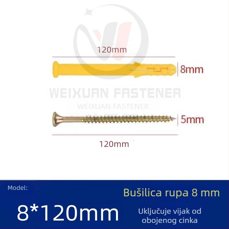 Set plastičnih ekspanzijskih vijaka, čepova i cijevi M6/M8/M10