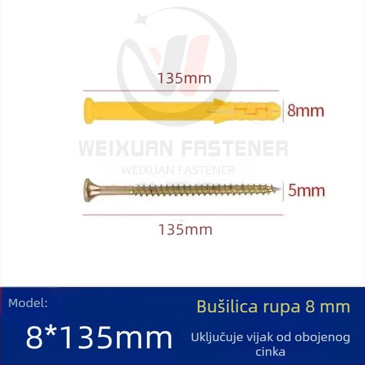 Set plastičnih ekspanzijskih vijaka, čepova i cijevi M6/M8/M10