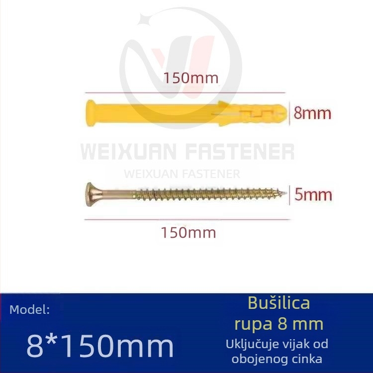 Set plastičnih ekspanzijskih vijaka, čepova i cijevi M6/M8/M10
