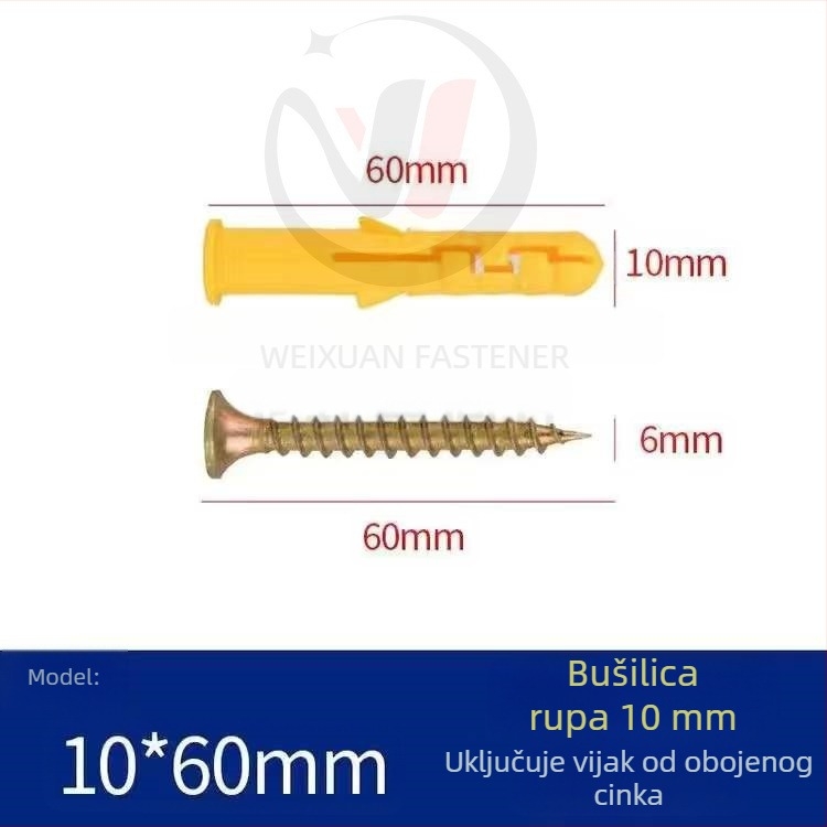 Set plastičnih ekspanzijskih vijaka, čepova i cijevi M6/M8/M10